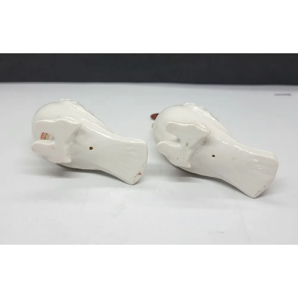 Two Vintage China White Brown Feather Crown Cockatoo Figurines